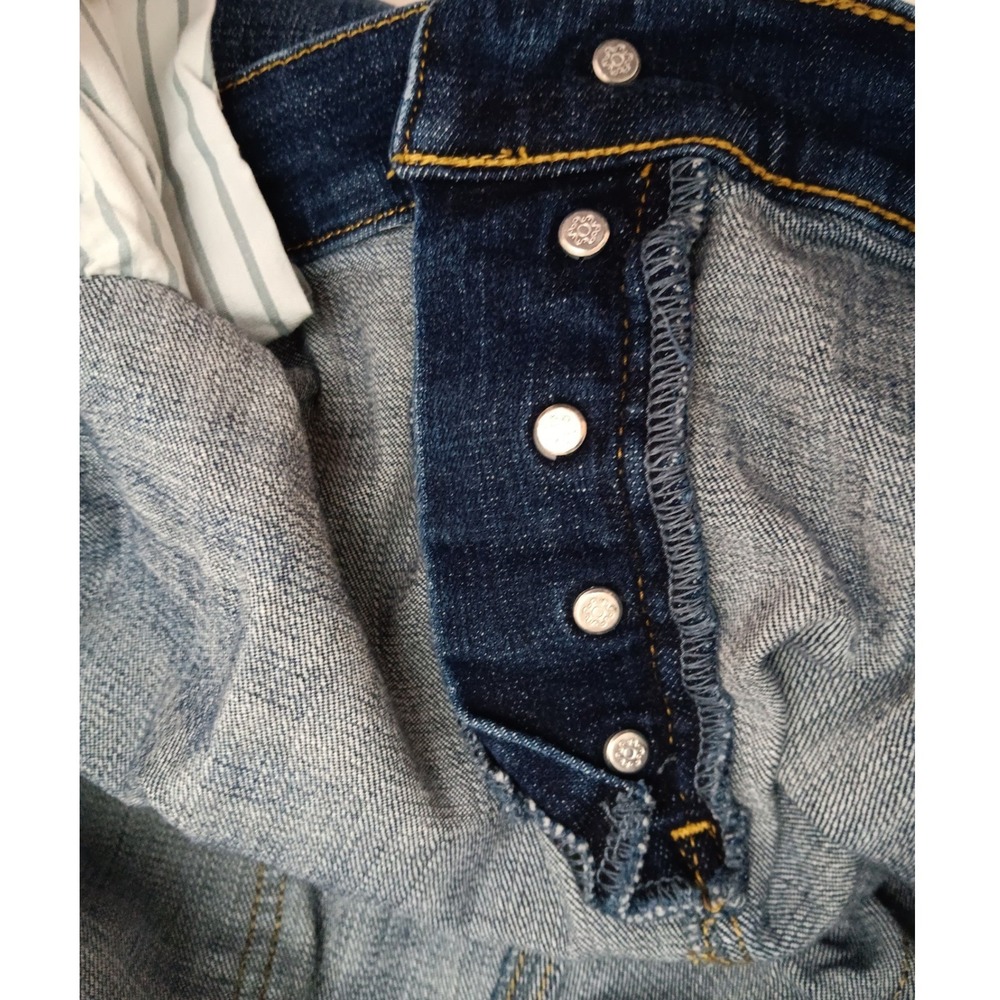CAbi Women's Blue Denim Button Fly High Rise Skinny Jeans Red Stripe Size 16 - Picture 14 of 16